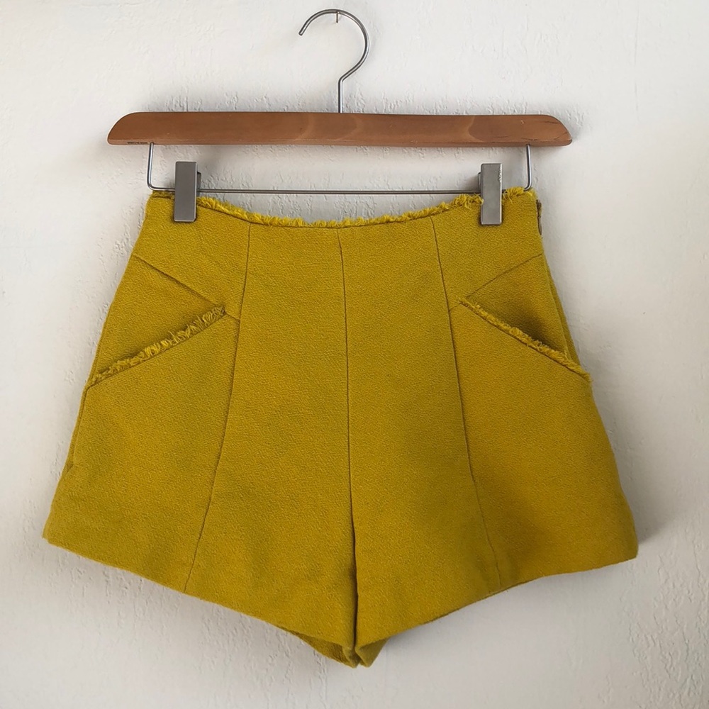 Zara Trafaluc Yellow High Waisted Shorts